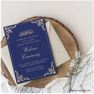 Invitation Walima Mariage musulman musulman bleu