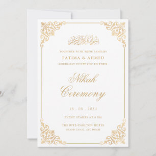 Invitation Walima White Gold Mariage musulman musulman
