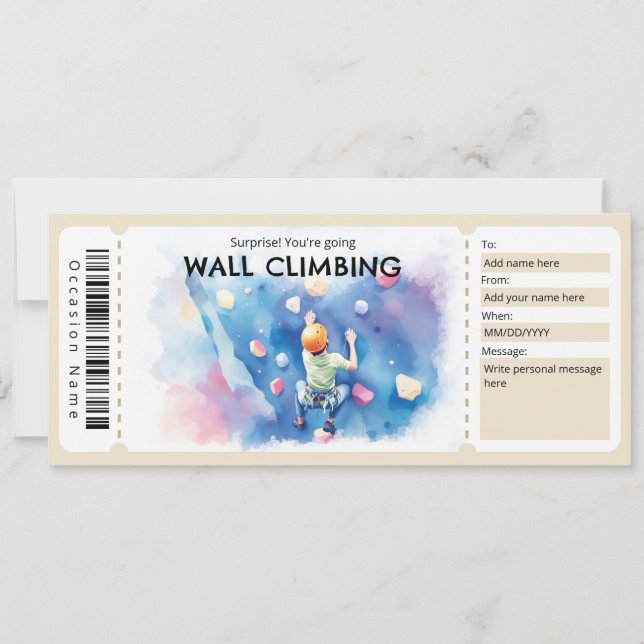 Invitation Wall Climbing Gift Certificate (Devant)