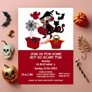 Invitation Wandering Witch Halloween Spider Anniversaire de e