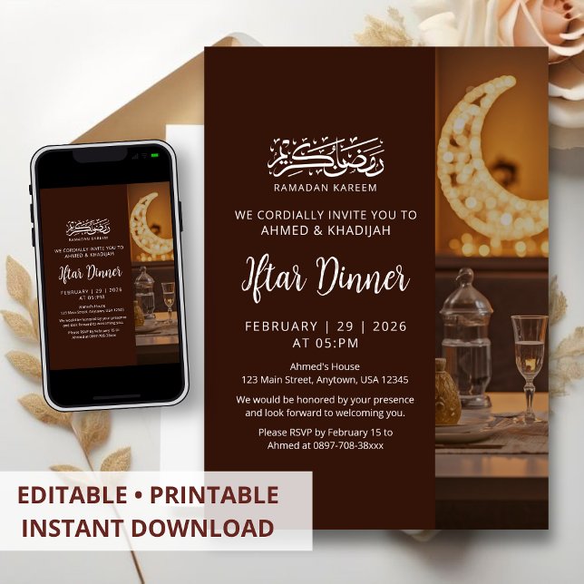 Invitation Warm Lantern Table Setting Ramadan Iftar Dinner (Créateur téléchargé)