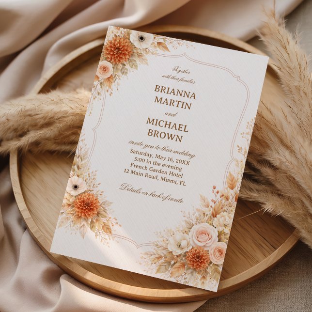 Invitation Warm Neutral Floral Elegant (Créateur téléchargé)