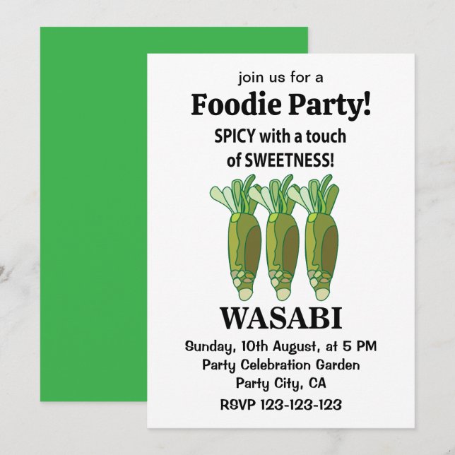 Invitation Wasabi Épicé Avec Une Touche De Douceur Wasabi (Devant / Derrière)