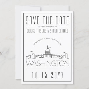 Invitation Washington DC   Skyline stylisée Enregistrer la da