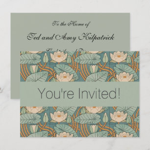 Invitation Water Lys Lily Art Nouveau Nature