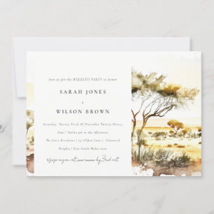 Invitation Watercolor African Landcape Week-end Diner Party