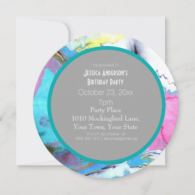 Invitation Watercolor Art Paint Anniversaire (Devant)