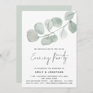 Invitation Watercolor Artsy Eucalyptus Mariage Soirée