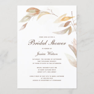Invitation Watercolor Automne Branche de la douche nuptiale I