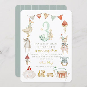 Invitation Watercolor Baby Champhroom Whimsical 3ème annivers