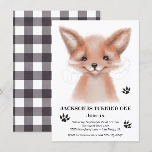 Invitation Watercolor Baby Fox fête d'anniversaire