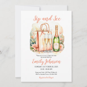 Invitation Watercolor Baby Girl Sip and See