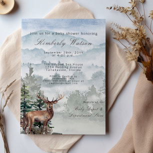Invitation Watercolor Baby shower de bois de forêt