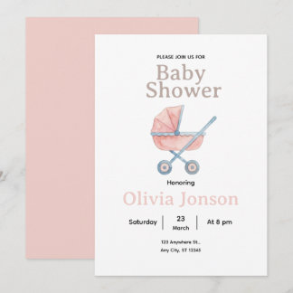 Invitation Watercolor Baby Shower Invitation,