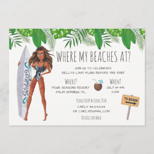 Invitation Watercolor Bachelorette Surf Beach Party