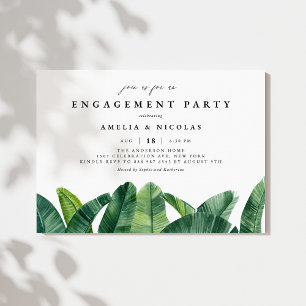 Invitation Watercolor Banana Palm Feuilles