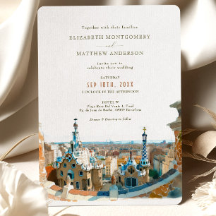 Invitation Watercolor Barcelona Park Guell Mariage