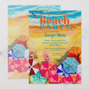 Invitation Watercolor Beach 16e fête d'anniversaire