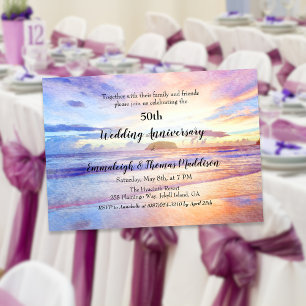 Invitation Watercolor Beach 50e anniversaire du Mariage