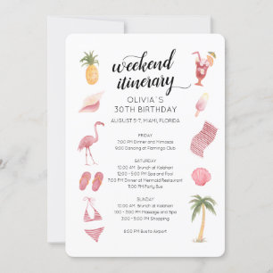 Invitation Watercolor Beach Anniversaire Week-end Itinéraire