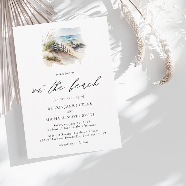 Invitation Watercolor Beach Ocean Coastal Mariage (Créateur téléchargé)