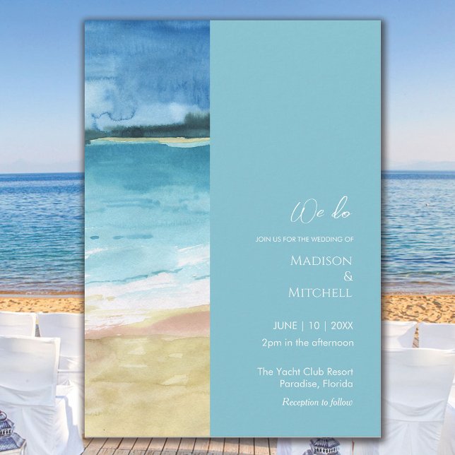 Invitation Watercolor Beach Ocean Destination Mariage (Créateur téléchargé)