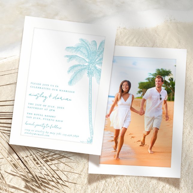 Invitation Watercolor Beach On The Beach Simple Photo Mariage (Créateur téléchargé)