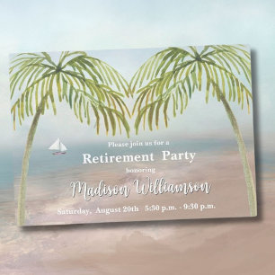 Invitation Watercolor Beach Palm Trees Retraite Party