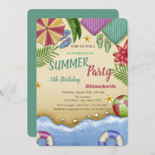 Invitation Watercolor Beach Relax Anniversaire