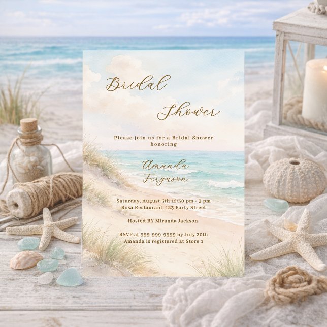Invitation Watercolor beach sand dunes Bridal Shower (Créateur téléchargé)