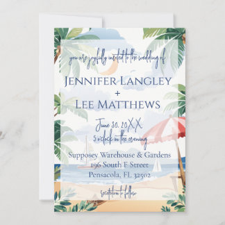 Invitation Watercolor Beach Scene Mariage