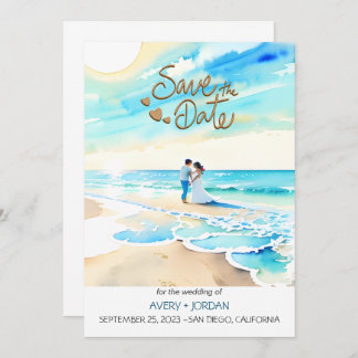 Invitation Watercolor Beach: Summer Wedding Save the Date