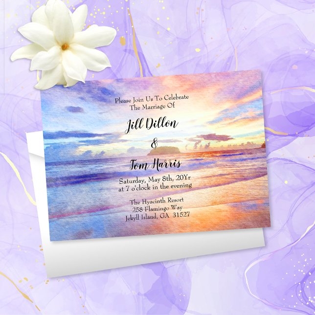 Invitation Watercolor Beach Sunrise Mariage (Créateur téléchargé)