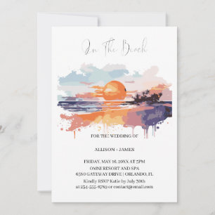 Invitation Watercolor Beach Sur La Plage Mariage