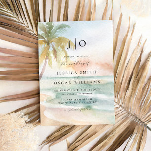 Invitation Watercolor Beach Tropical Destination Mariage