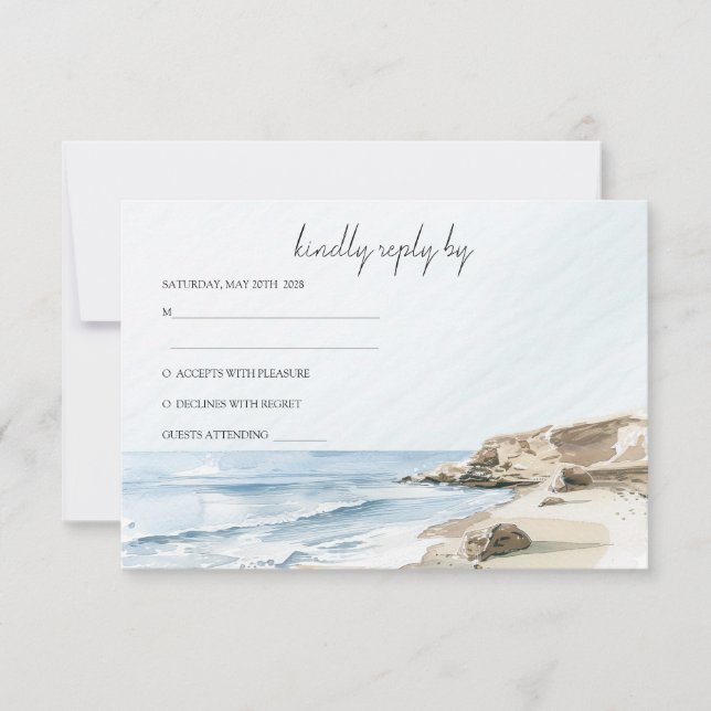 Invitation Watercolor Beach Wedding RSVP (Devant)
