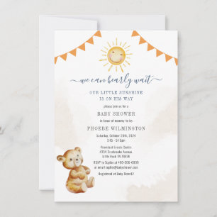 Invitation Watercolor Bear Sunshine Boys Baby shower