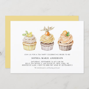 Invitation Watercolor Berry et Citrus Cupcakes Tea Party