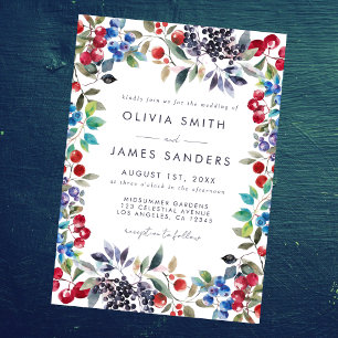 Invitation Watercolor Berry Mariage été