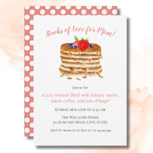 Invitation Watercolor Berry Pancake Fête des Mères Brunch