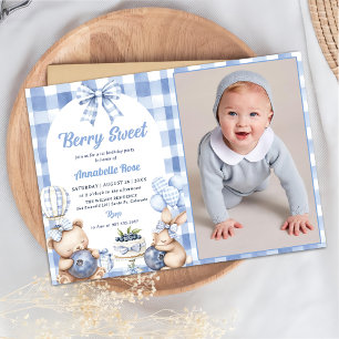 Invitation Watercolor Berry Sweet 1er Anniversaire Photo de f