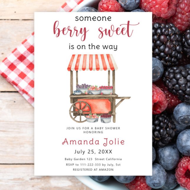 Invitation Watercolor Berry Sweet Berries Baby Shower (Créateur téléchargé)