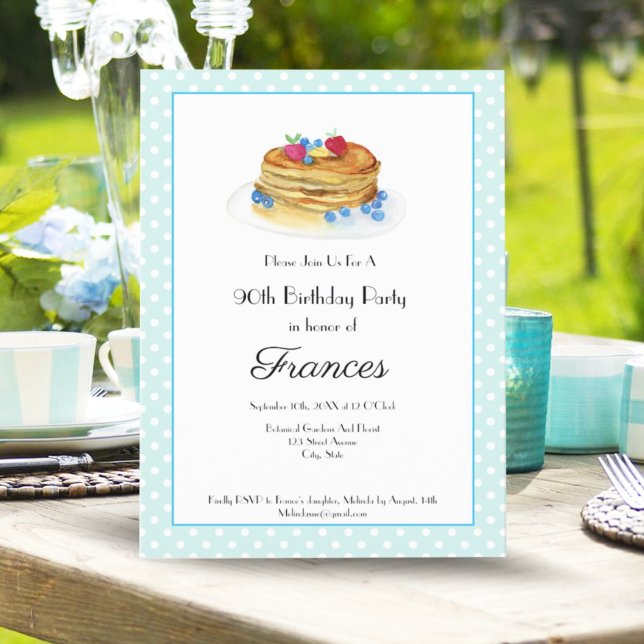 Invitation Watercolor Birthday Pancake Brunch Party (Personalize with a Click: Easily Customize Your Invitations and Make Them Truly Yours!)