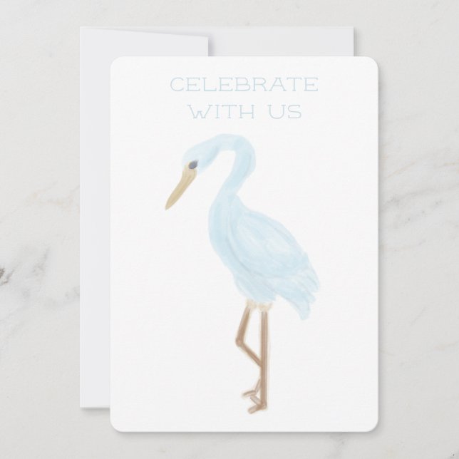 Invitation Watercolor Blue Crane (Devant)