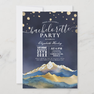 Invitation Watercolor Blue Gold Mounts Bachelorette Party