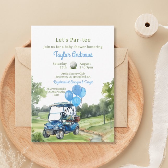 Invitation Watercolor Blue Golf Baby shower (Créateur téléchargé)