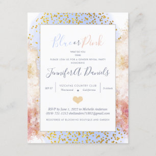 Invitation Watercolor Blue ou Pink Gender Revevevevela Party