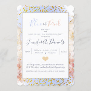 Invitation Watercolor Blue ou rose Genre Revevela Party