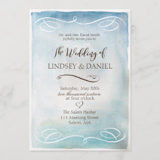 Invitation Watercolor Blue Sea ou Sky