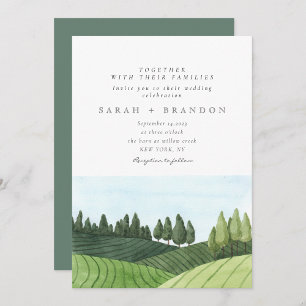 Invitation Watercolor Blue Sky Forest Mariage